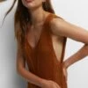 PULL & BEAR Long With V-Shaped Back - Maxi-Jurk - Brown