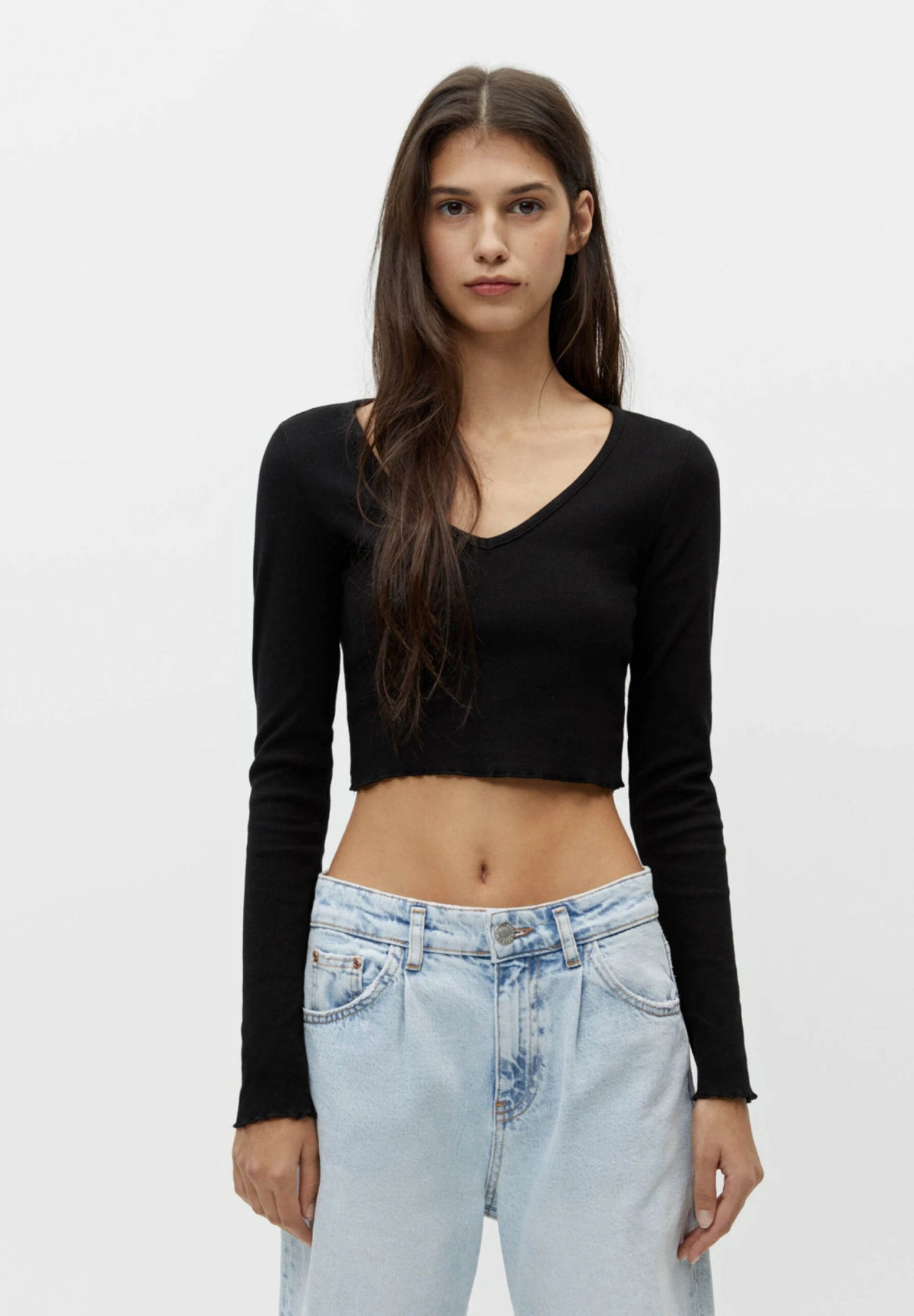 PULL & BEAR Pack Of 2- Longsleeve - Metallic Black/White