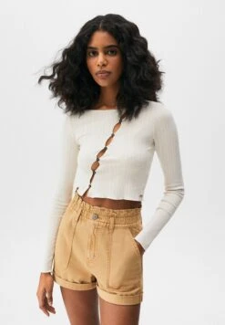 PULL & BEAR Paperbag- Jeansshort - Camel