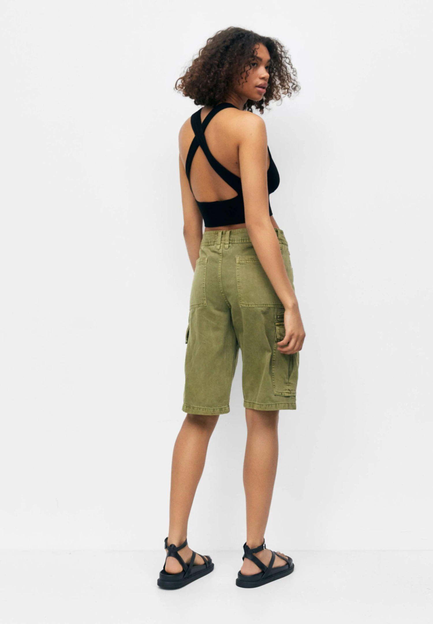 PULL & BEAR Twill Bermuda- Shorts - Khaki - Afbeelding 3