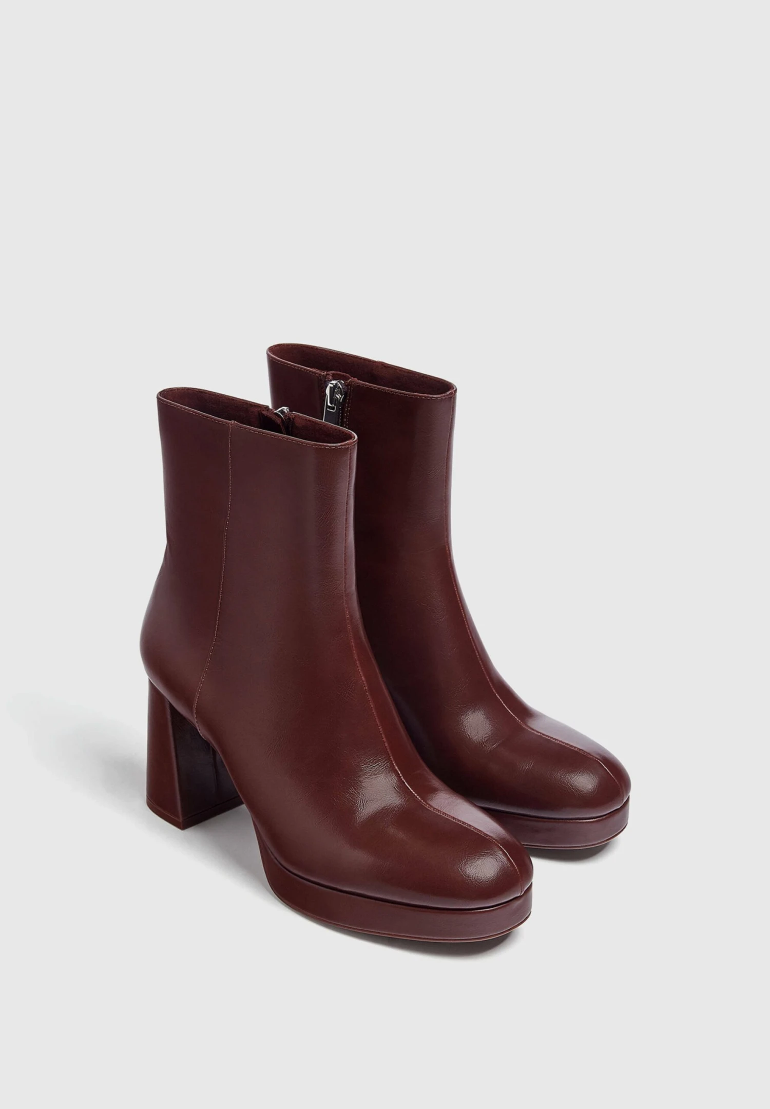 PULL & BEAR Enkellaarsjes Met Plateauzool - Dark Red - Afbeelding 2