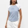 PULL & BEAR With Short Raglan Sleeves - T-Shirt Print - Blue