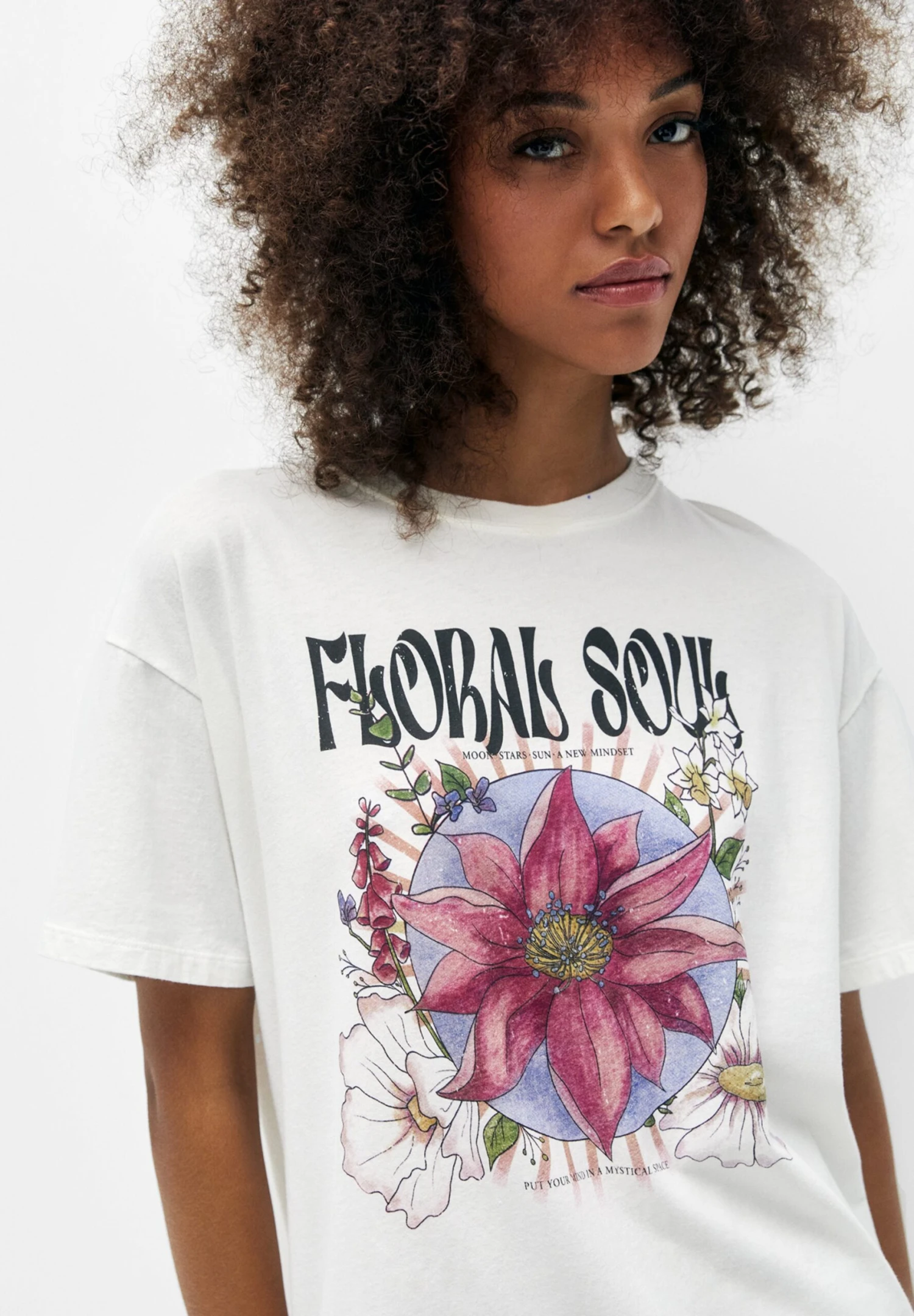 PULL & BEAR Short Sleeve Floral - T-Shirt Print - White - Afbeelding 4