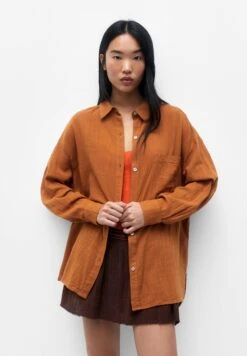 PULL & BEAR Rustic Oversized- Overhemdblouse - Brown