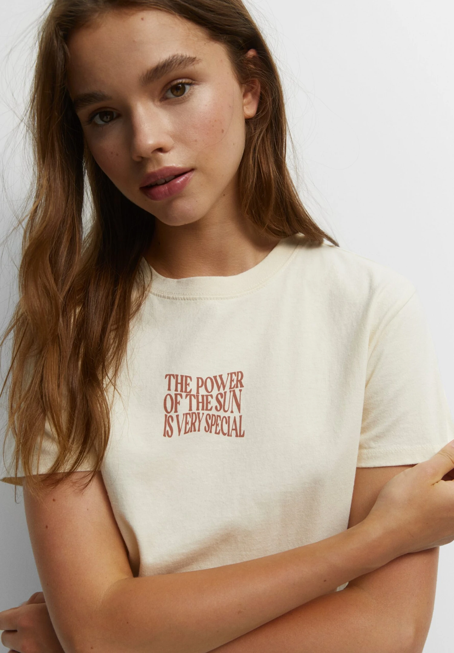 PULL & BEAR Power Of The Sun - T-Shirt Print - Beige - Afbeelding 4