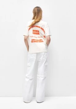 PULL & BEAR Short Sleeve - T-Shirt Print - Beige