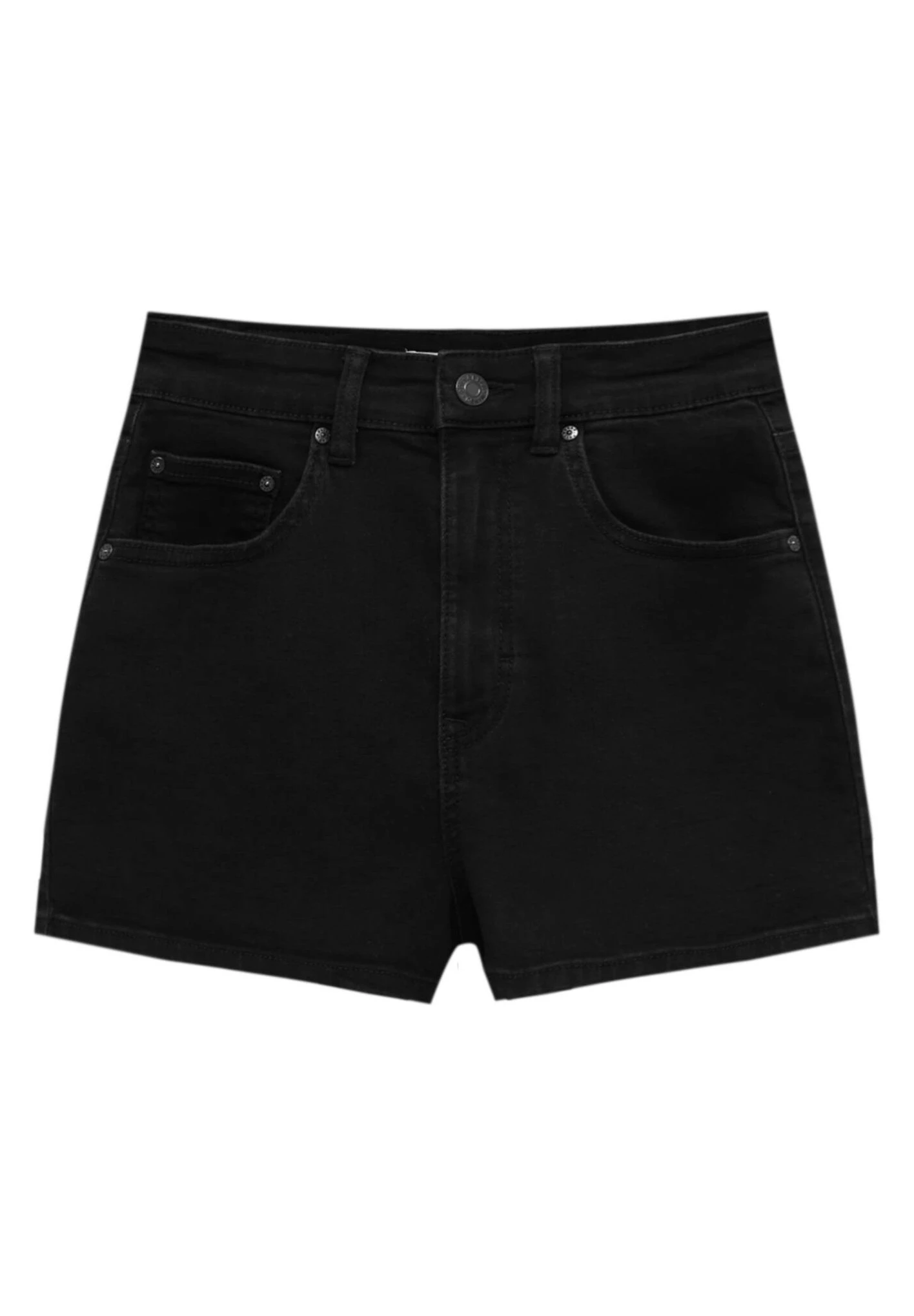 PULL & BEAR High Waist- Jeansshort - Mottled Black - Afbeelding 6