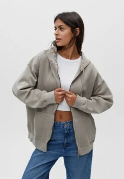 PULL & BEAR Mit Kapuze - Sweater Met Rits - Mottled Grey