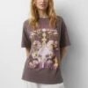 PULL & BEAR Short Sleeve - T-Shirt Print - Brown