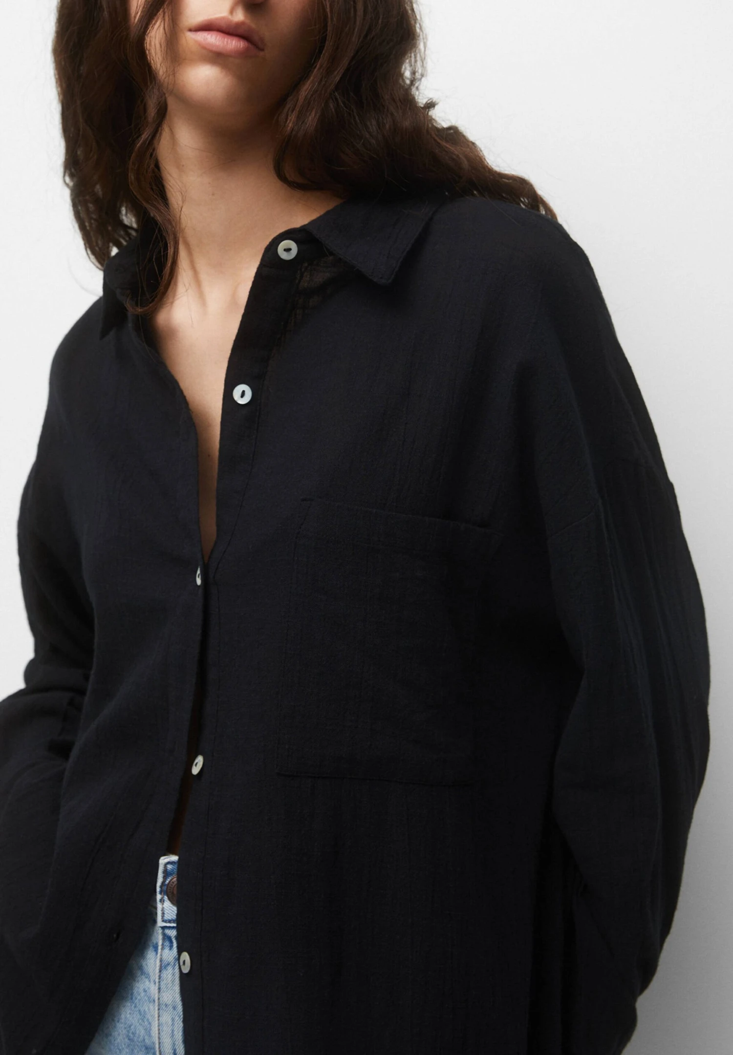 PULL & BEAR Rustic Oversized- Overhemdblouse - Black - Afbeelding 4