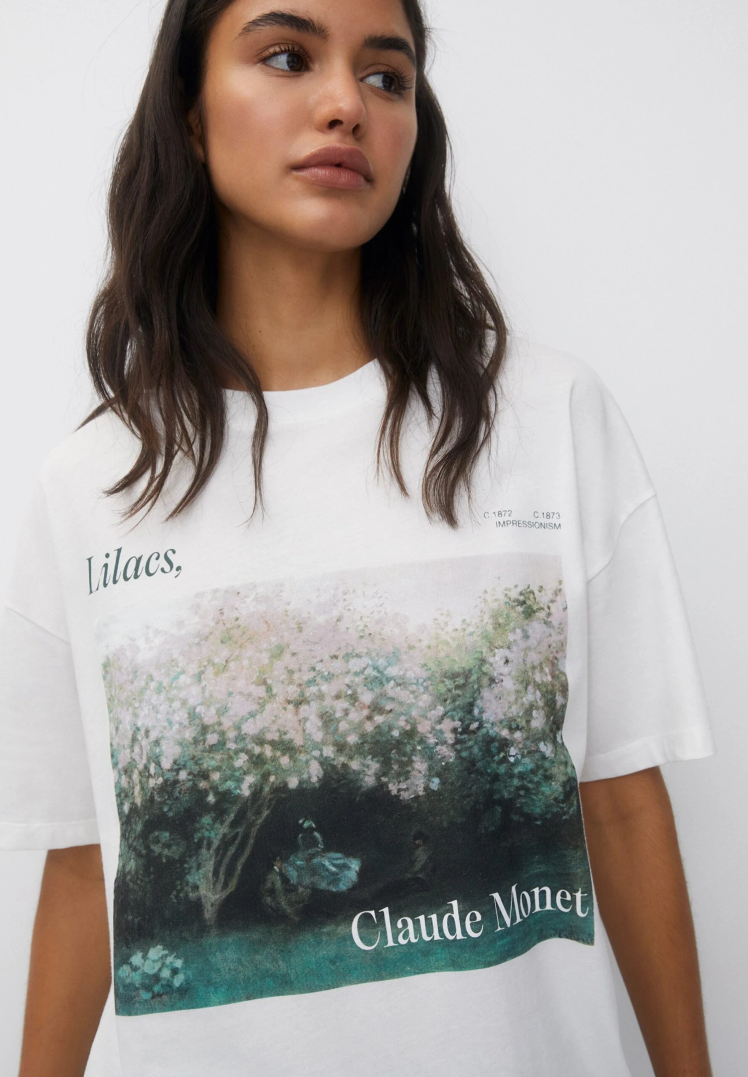 PULL & BEAR Bush Weather Monet - T-Shirt Print - White - Afbeelding 4
