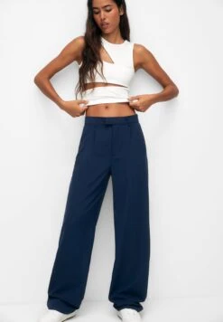 PULL & BEAR Darted Smart - Broek - Dark Blue