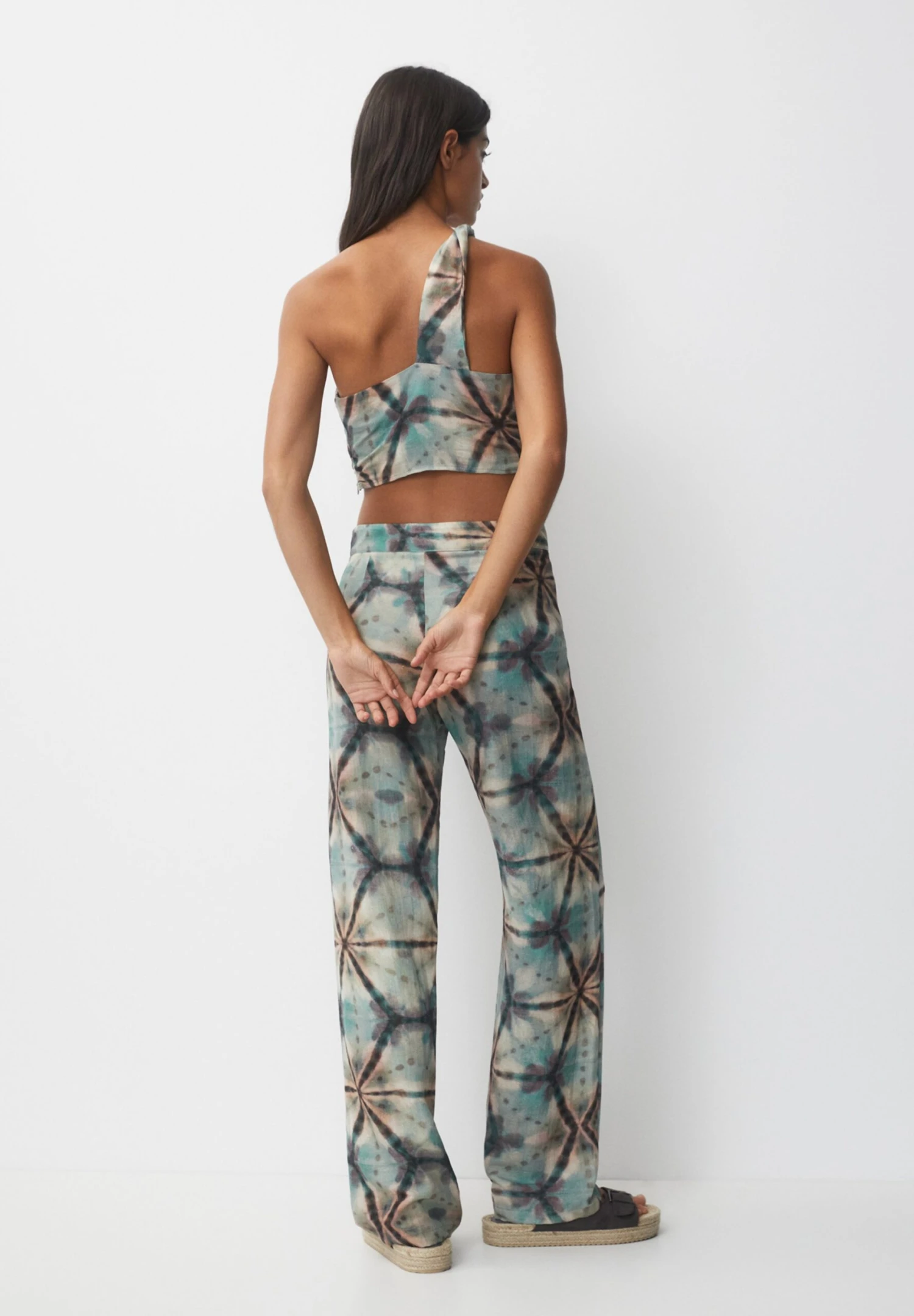 PULL & BEAR Straight Fit Rustic Tie Dye- Broek - Green - Afbeelding 3