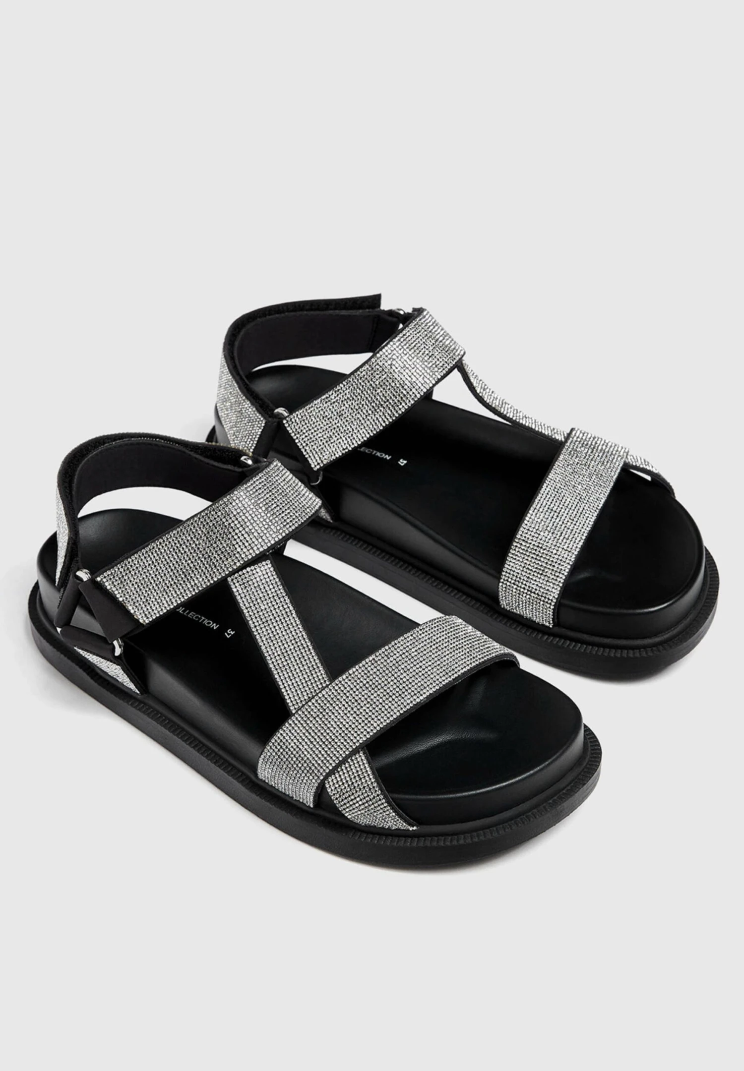 PULL & BEAR With Rhinestones - Sandalen Met Plateauzool - Black - Afbeelding 3