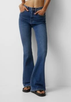 PULL & BEAR High-Waist - Flared Jeans - Dark Blue Denim