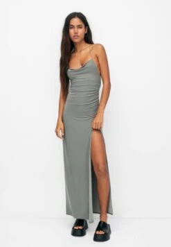 PULL & BEAR Long With Slit - Maxi-Jurk - Grey