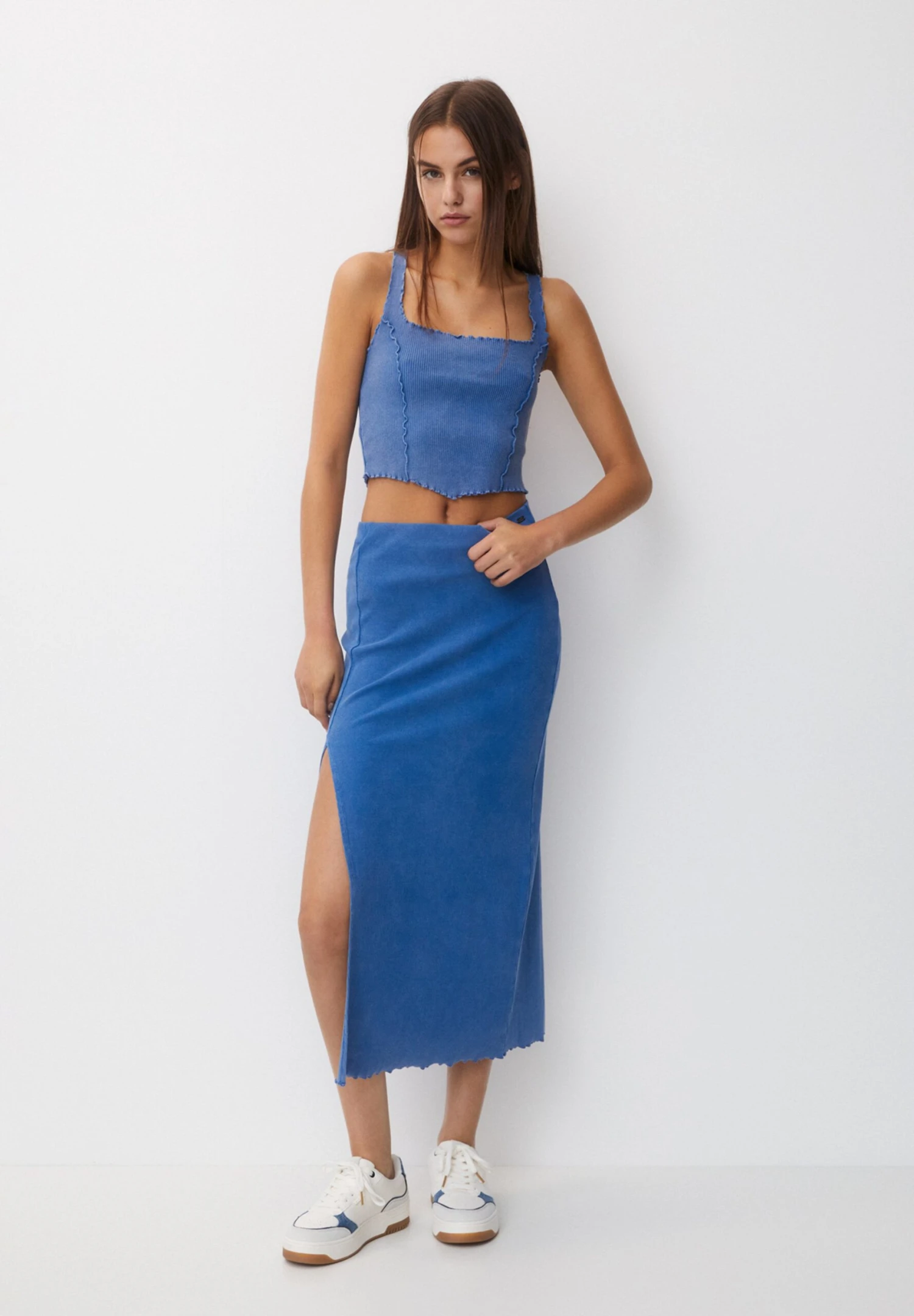 PULL & BEAR With Contrast Seams Sleeveless- Top - Blue - Afbeelding 2