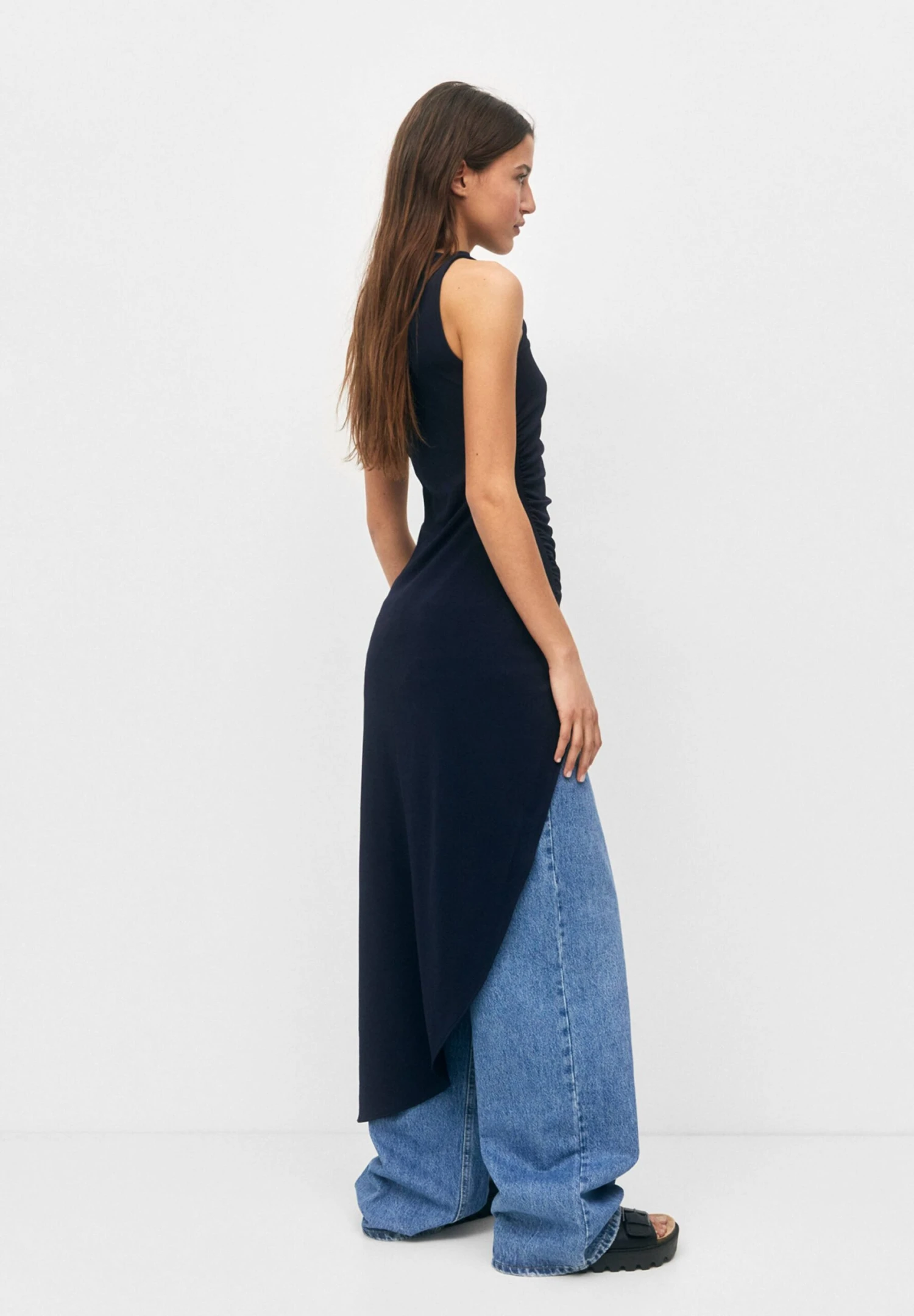 PULL & BEAR With Gathered Hem - Jurk - Dark Blue - Afbeelding 3