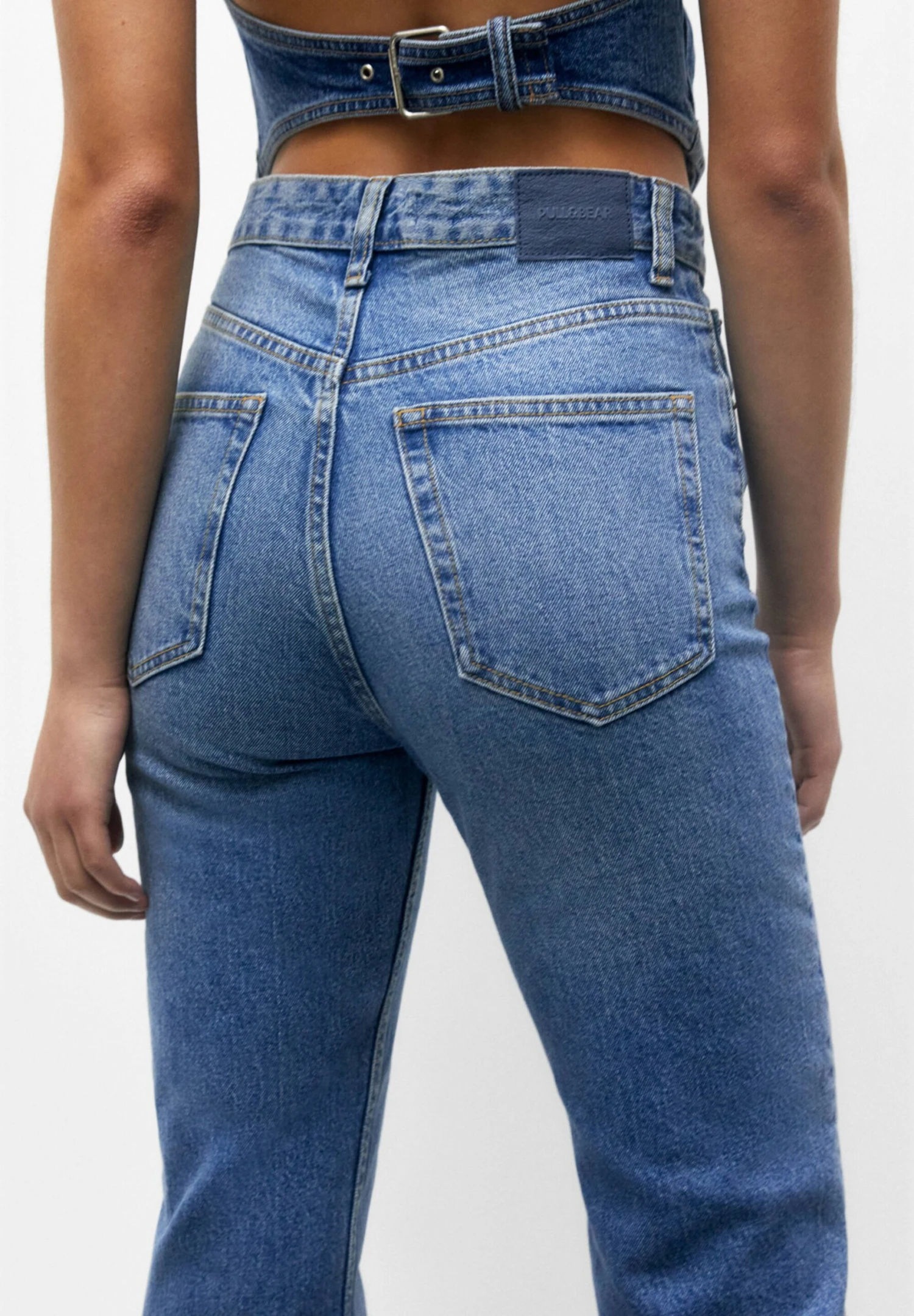 PULL & BEAR High Waist - Straight Leg Jeans - Blue Denim - Afbeelding 5