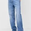PULL & BEAR Mid-Waist- Straight Leg Jeans - Blue Denim