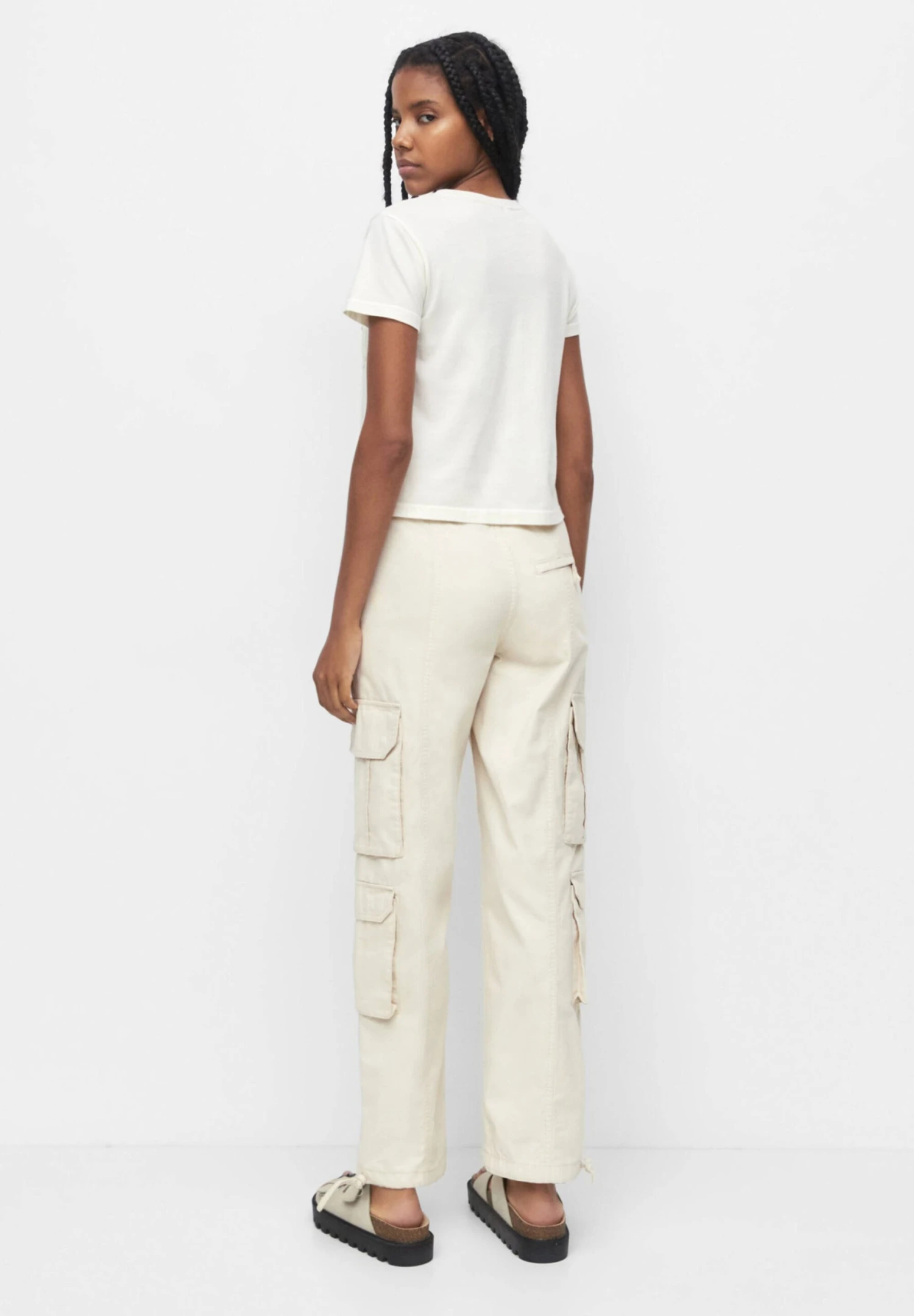 PULL & BEAR Short Sleeve With Pocket - T-Shirt Print - Beige - Afbeelding 3