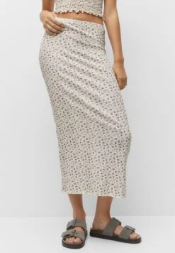 PULL & BEAR Floral-Midi - Kokerrok - Beige