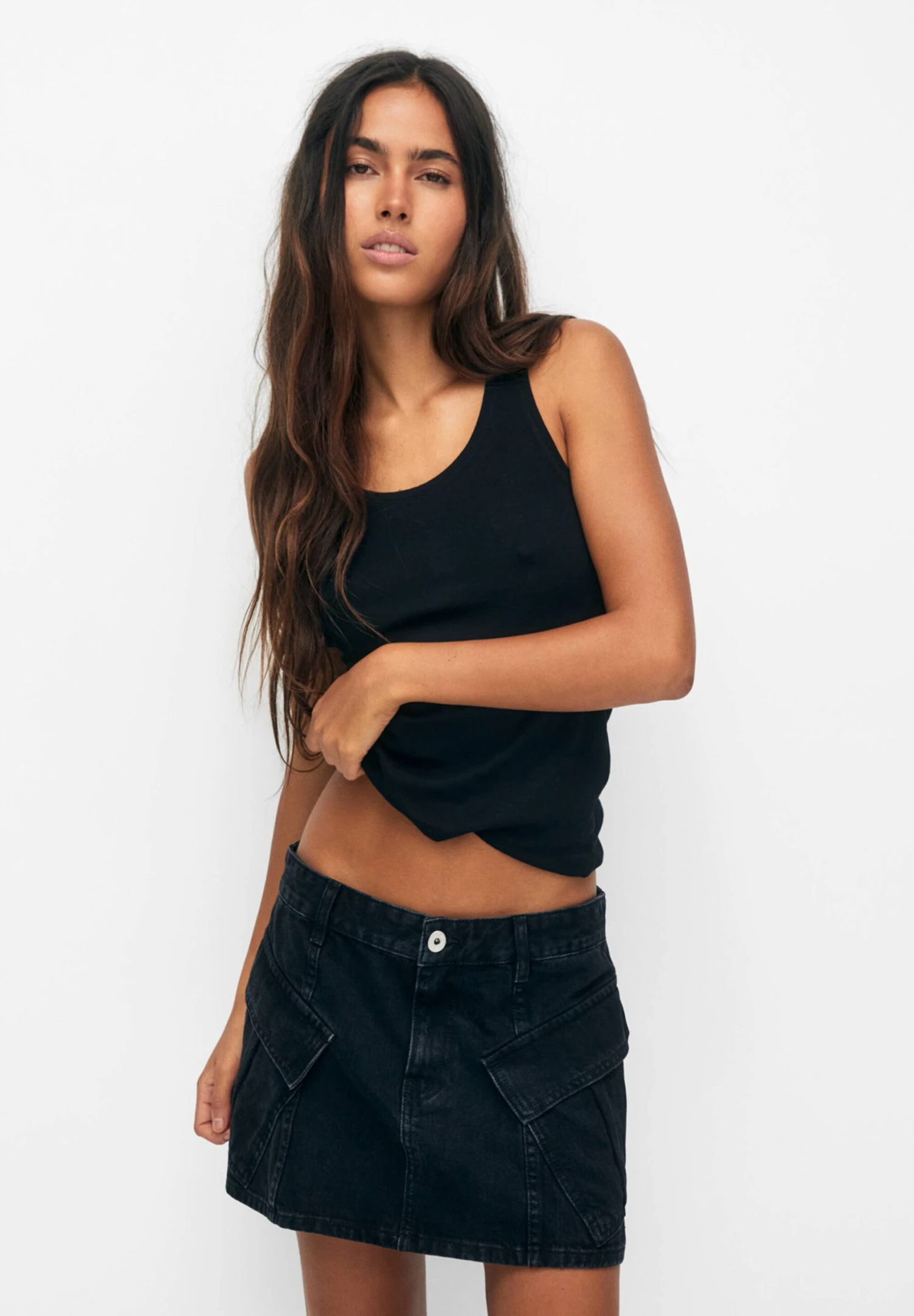 PULL & BEAR With Pockets - A-Lijn Rok - Black