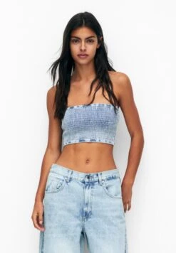 PULL & BEAR Bandeau - Top - Blue Denim