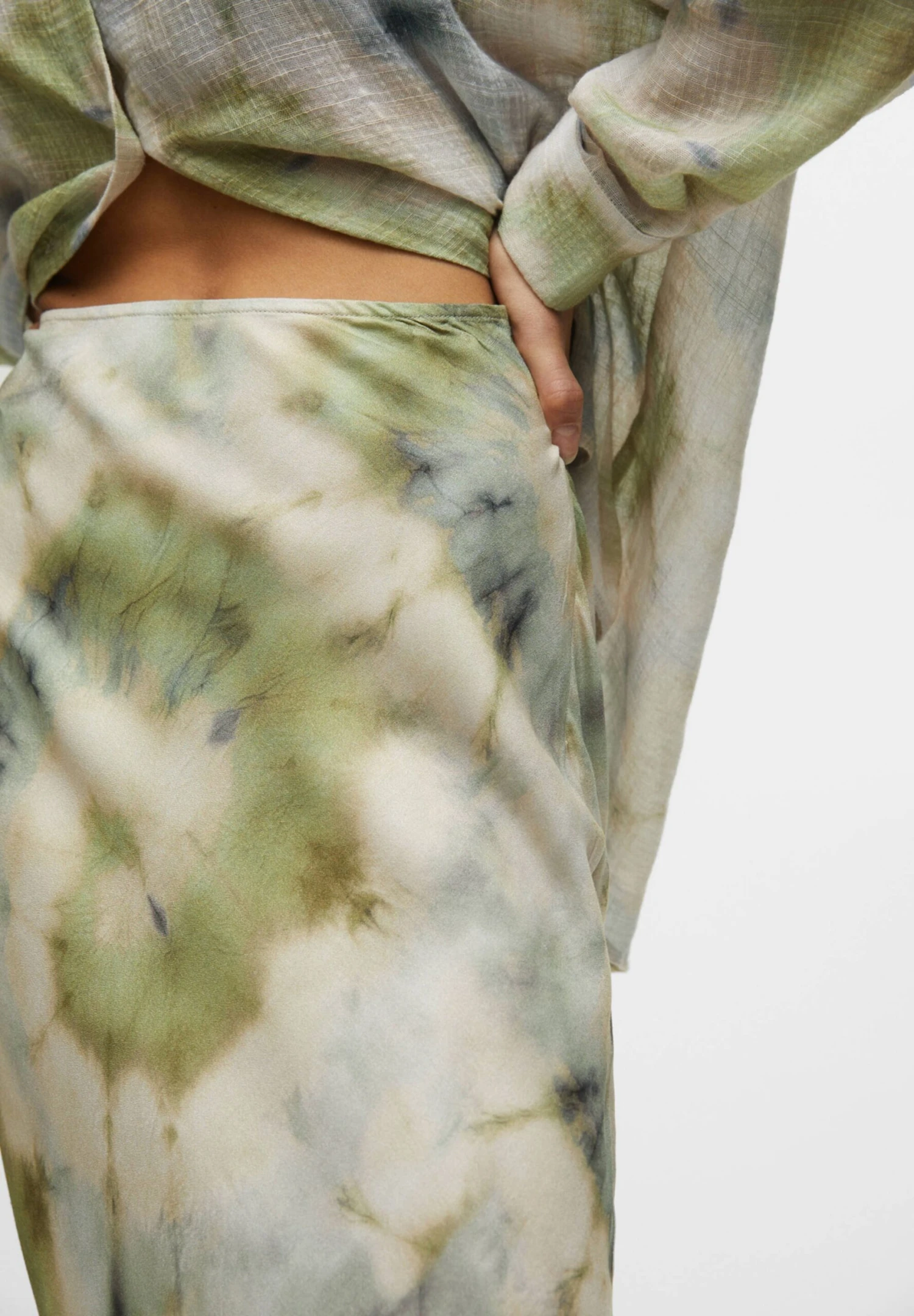 PULL & BEAR Basic Print Long - Maxirok - Green - Afbeelding 4