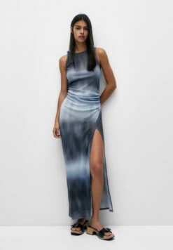 PULL & BEAR Long Tie-Dye- Maxi-Jurk - Light Blue