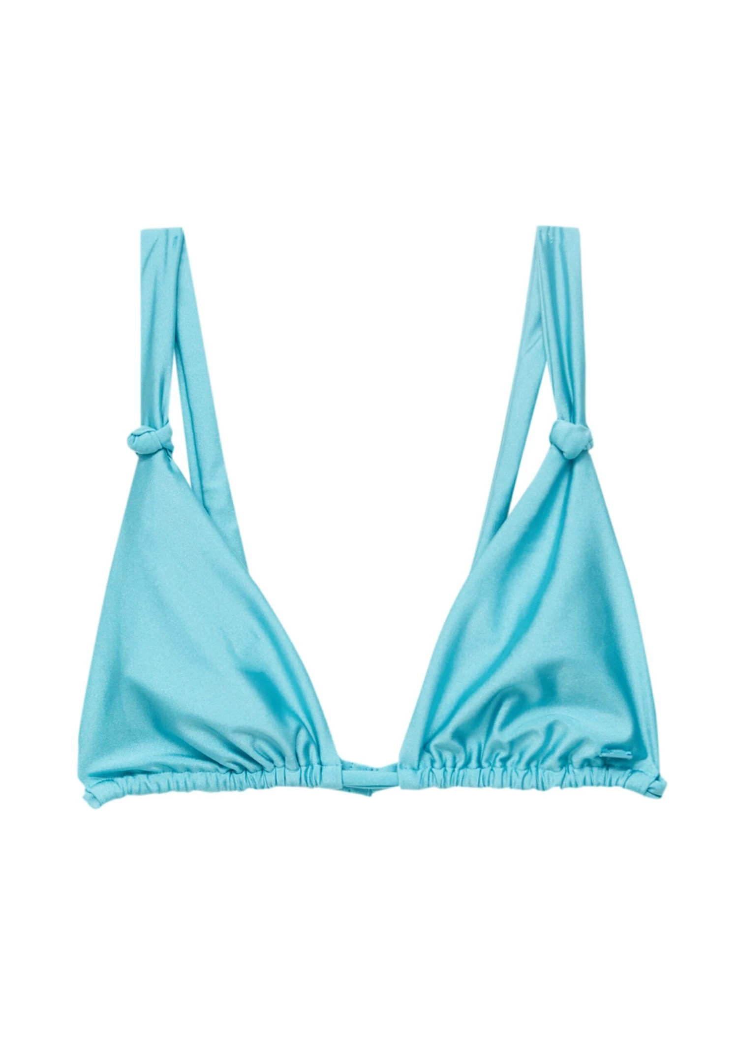 PULL & BEAR Shiny Triangle With Knots - Bikinitop - Blue - Afbeelding 5