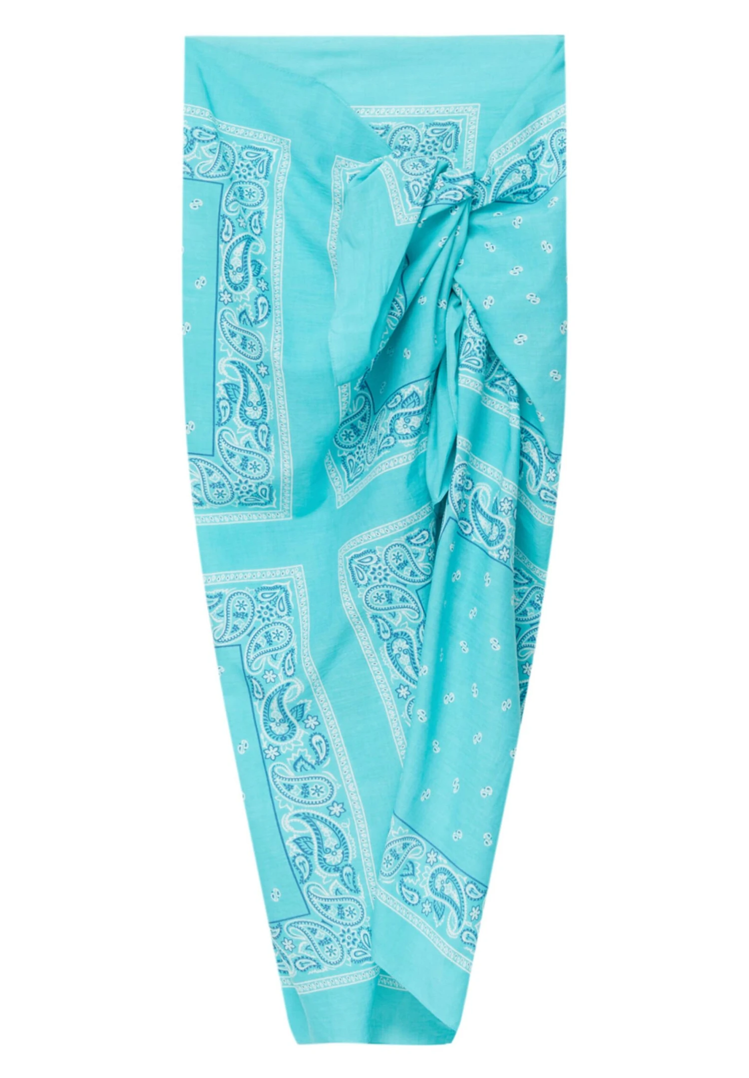 PULL & BEAR Printed Bandana-Style Sarong - Strandaccessoire - Blue - Afbeelding 4