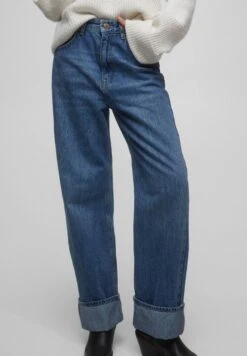 PULL & BEAR With Turn-Up Hems.. - Flared Jeans - Dark-Blue Denim