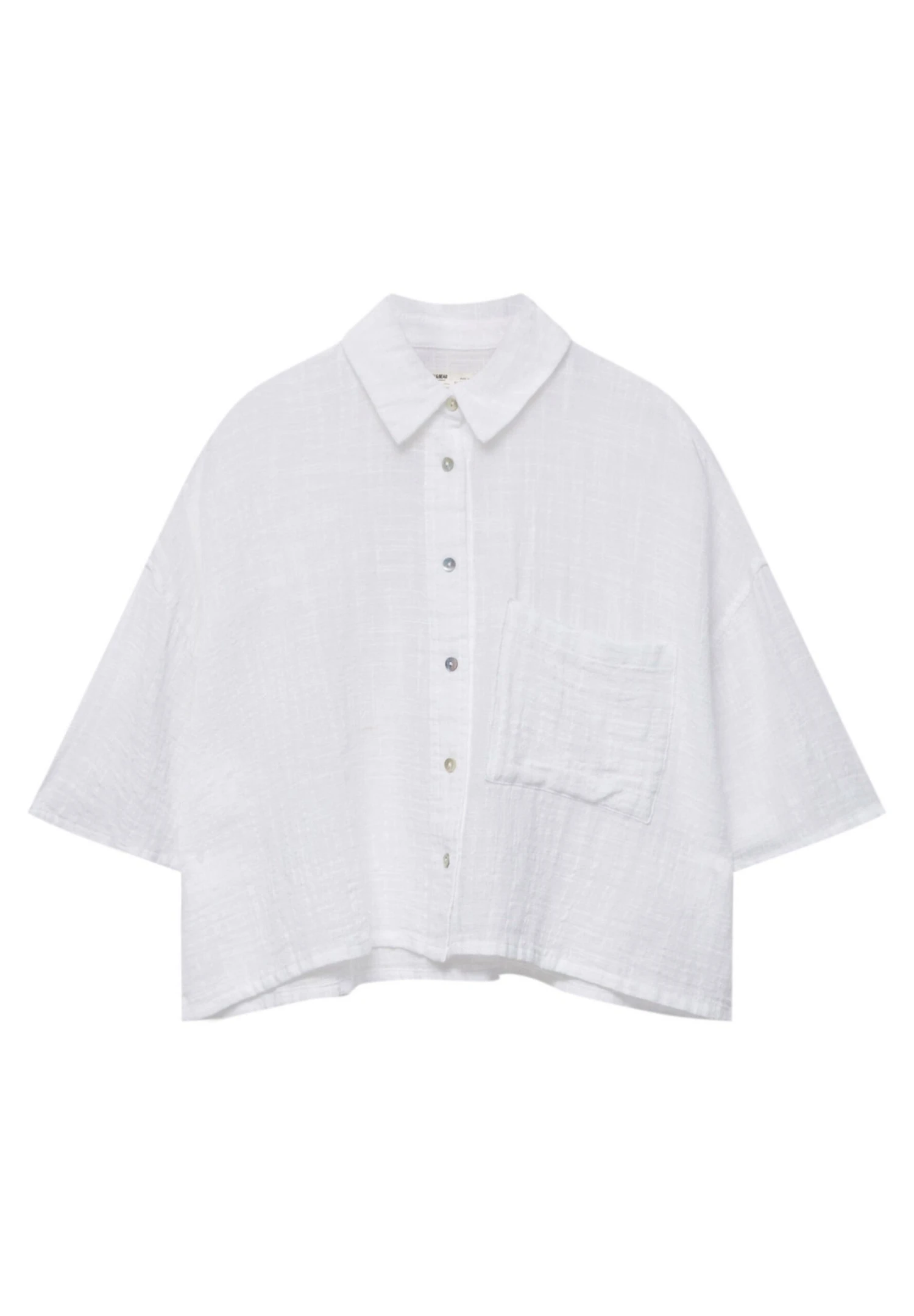 PULL & BEAR Cropped Short Sleeve - Overhemdblouse - White - Afbeelding 5