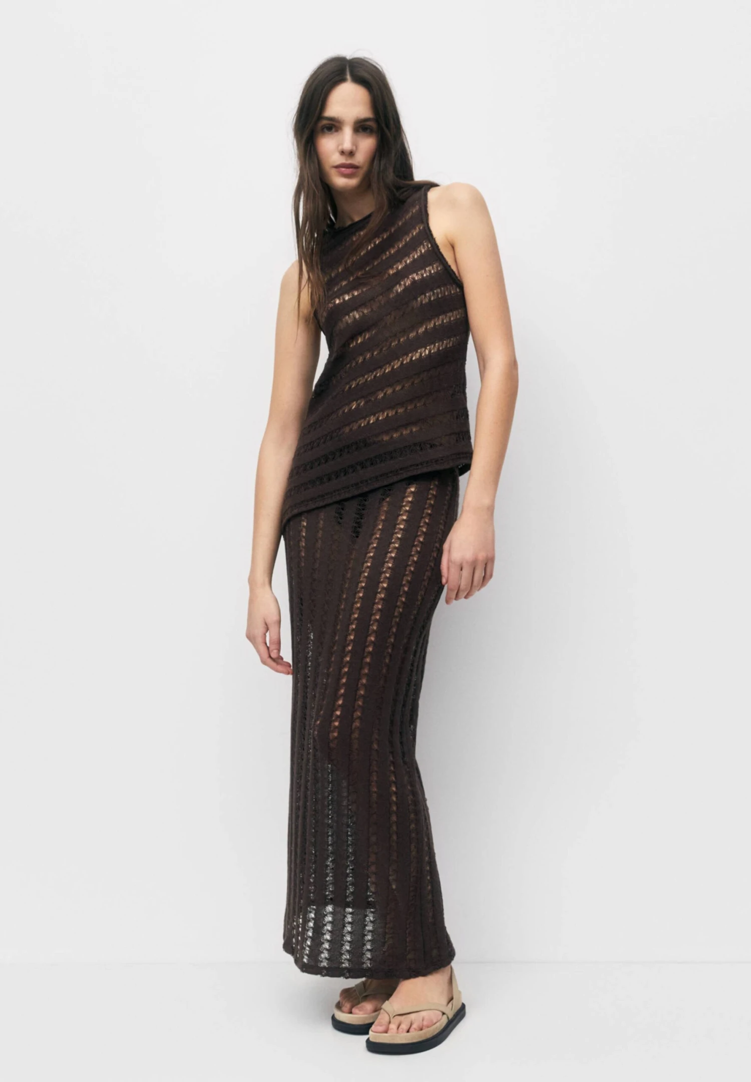 PULL & BEAR Maxirok - Dark Brown - Afbeelding 2