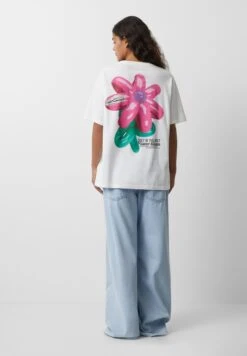 PULL & BEAR Short Sleeve- T-Shirt Print - White