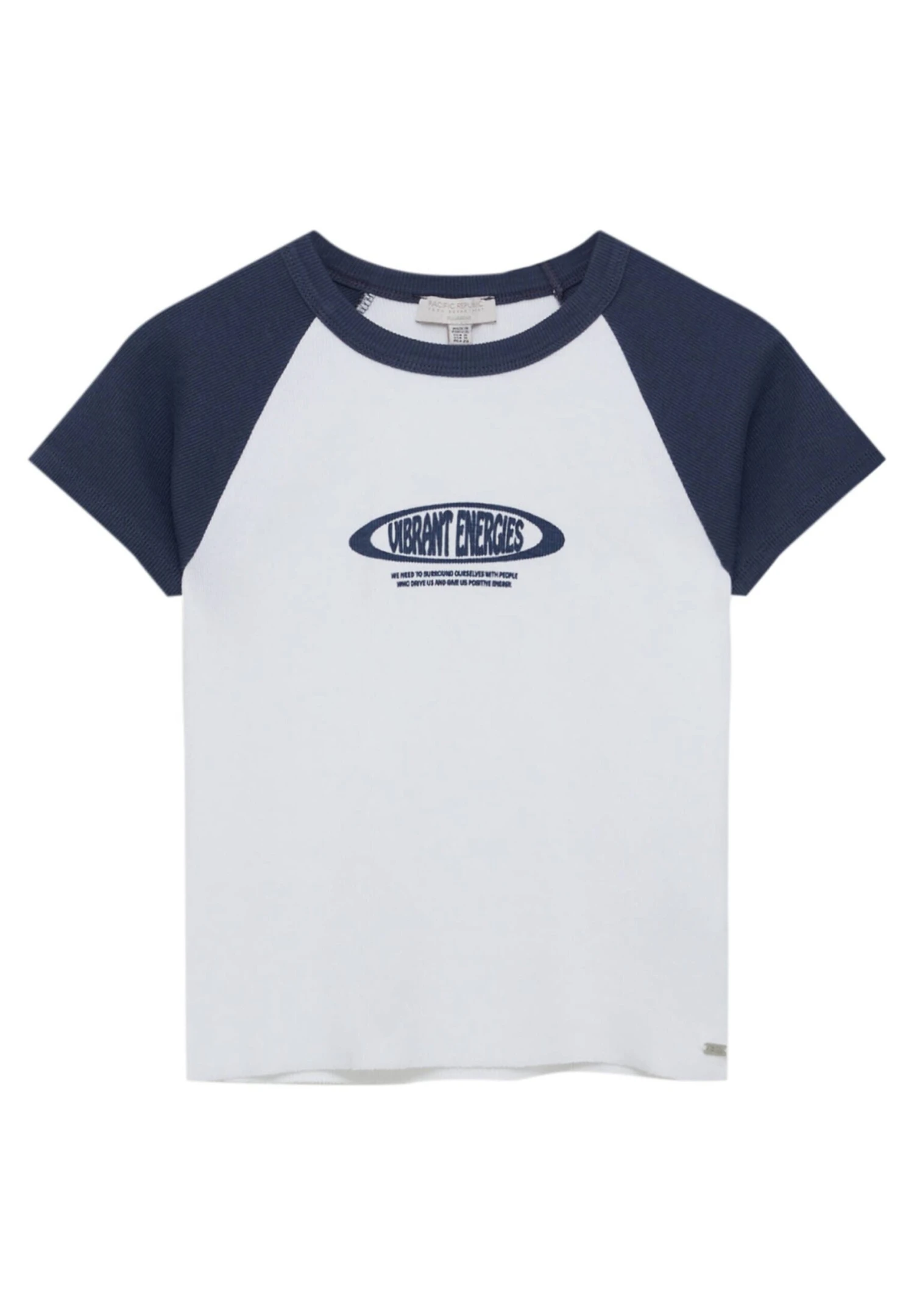 PULL & BEAR Cropped Raglan-Sleeve - T-Shirt Print - White - Afbeelding 5