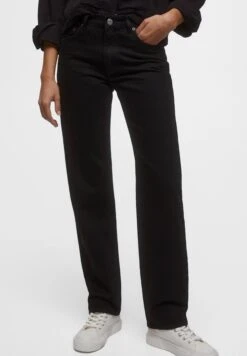 PULL & BEAR High Waist - Straight Leg Jeans - Black