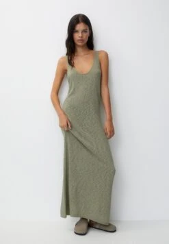 PULL & BEAR Short Strappy - Gebreide Jurk - Khaki