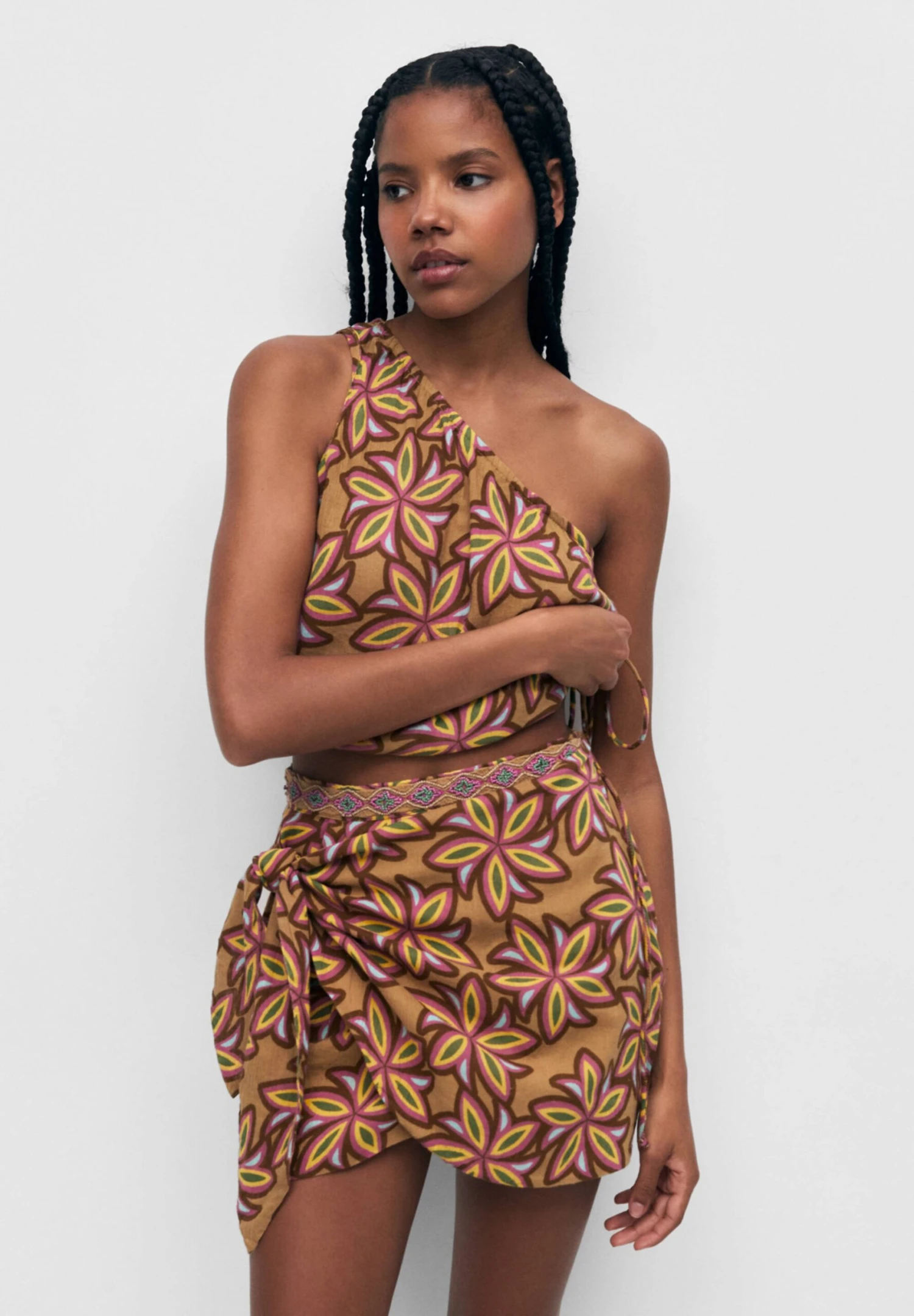 PULL & BEAR Floral - A-Lijn Rok - Multicoloured