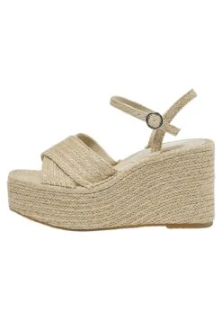 PULL & BEAR With Criss-Cross Straps - Sandalen Met Sleehak - Beige