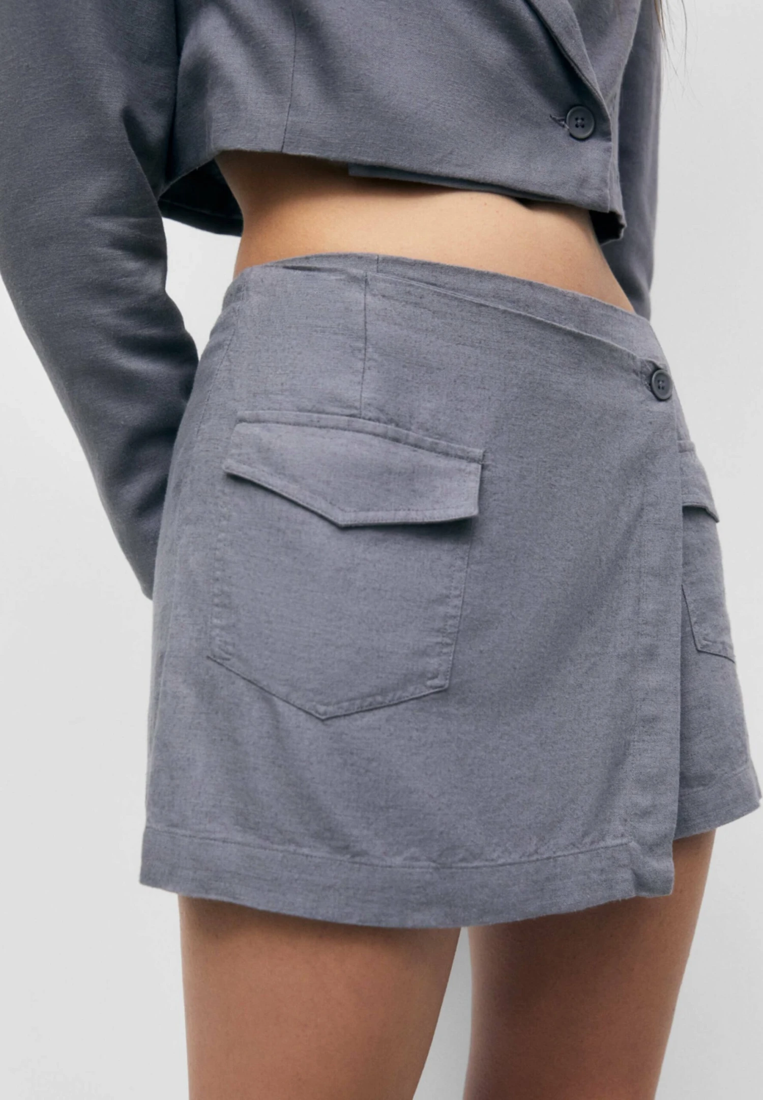 PULL & BEAR Crossover With Pockets - Wikkelrok - Grey - Afbeelding 4