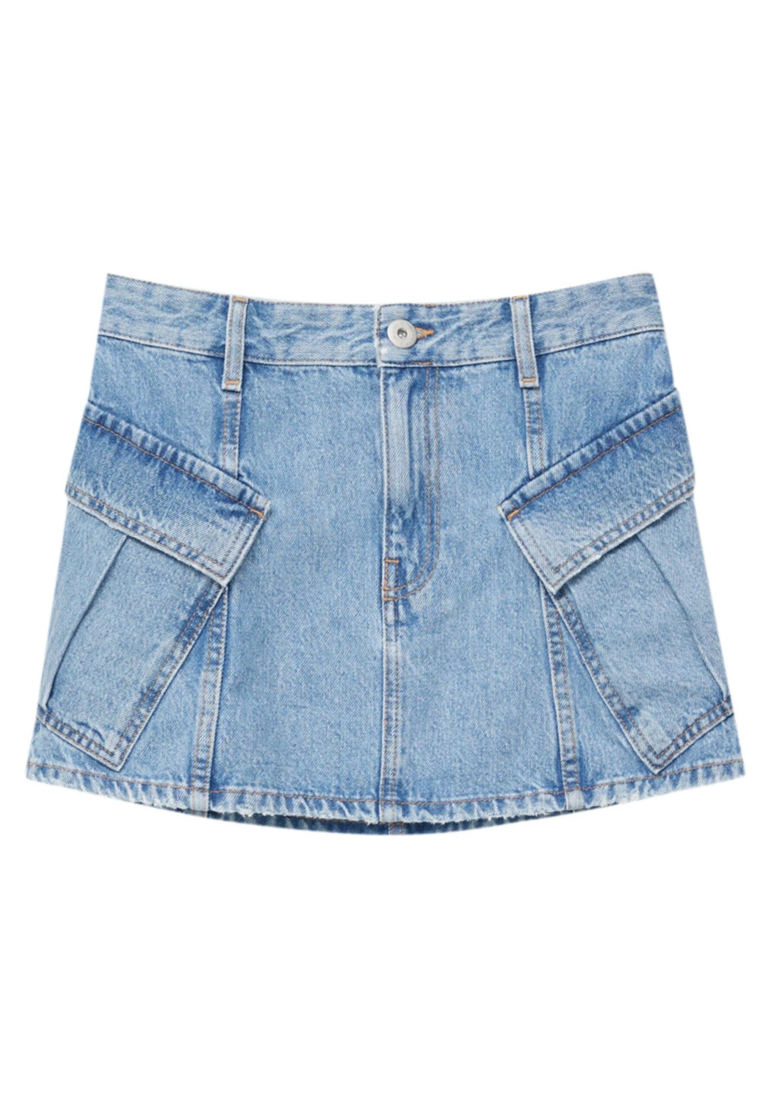 PULL & BEAR With Pockets - A-Lijn Rok - Stone Blue Denim - Afbeelding 7