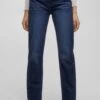 PULL & BEAR High Waist - Straight Leg Jeans - Metallic Blue
