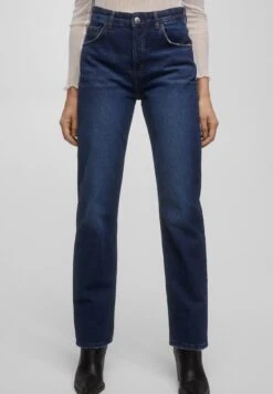 PULL & BEAR High Waist - Straight Leg Jeans - Metallic Blue