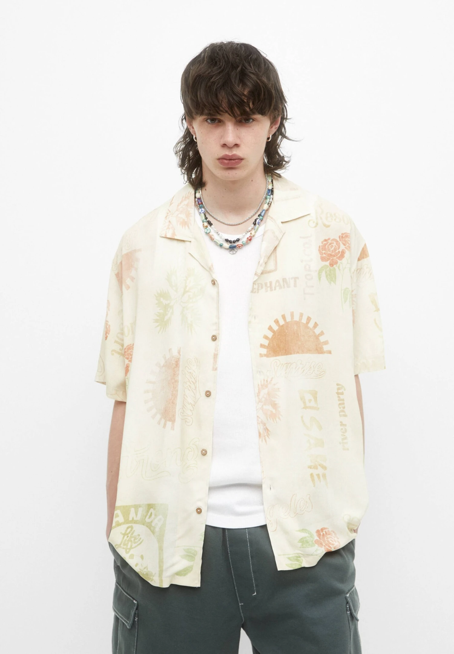 PULL & BEAR Print- Overhemd - White - Afbeelding 3