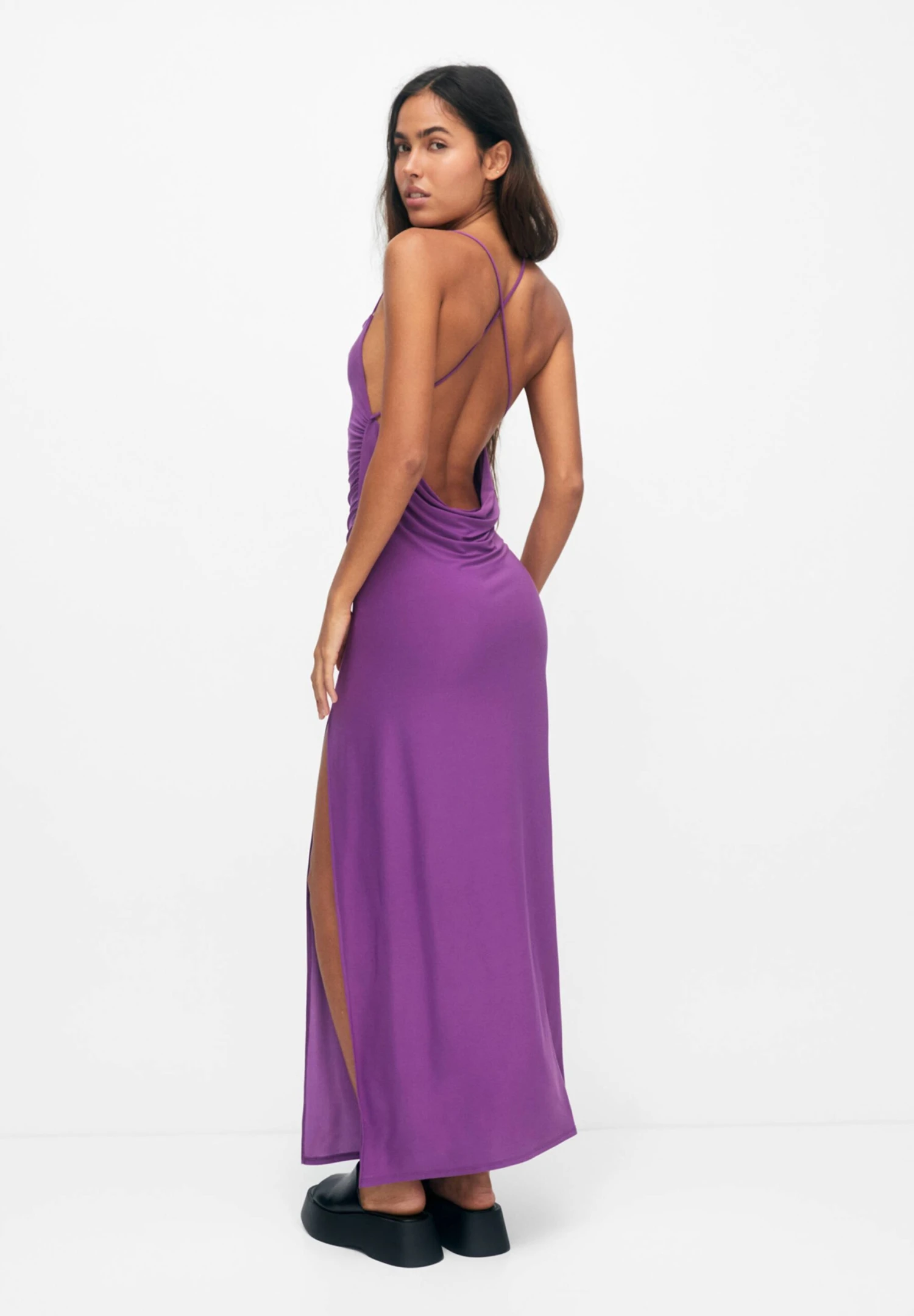 PULL & BEAR Long With Slit - Maxi-Jurk - Lilac - Afbeelding 2