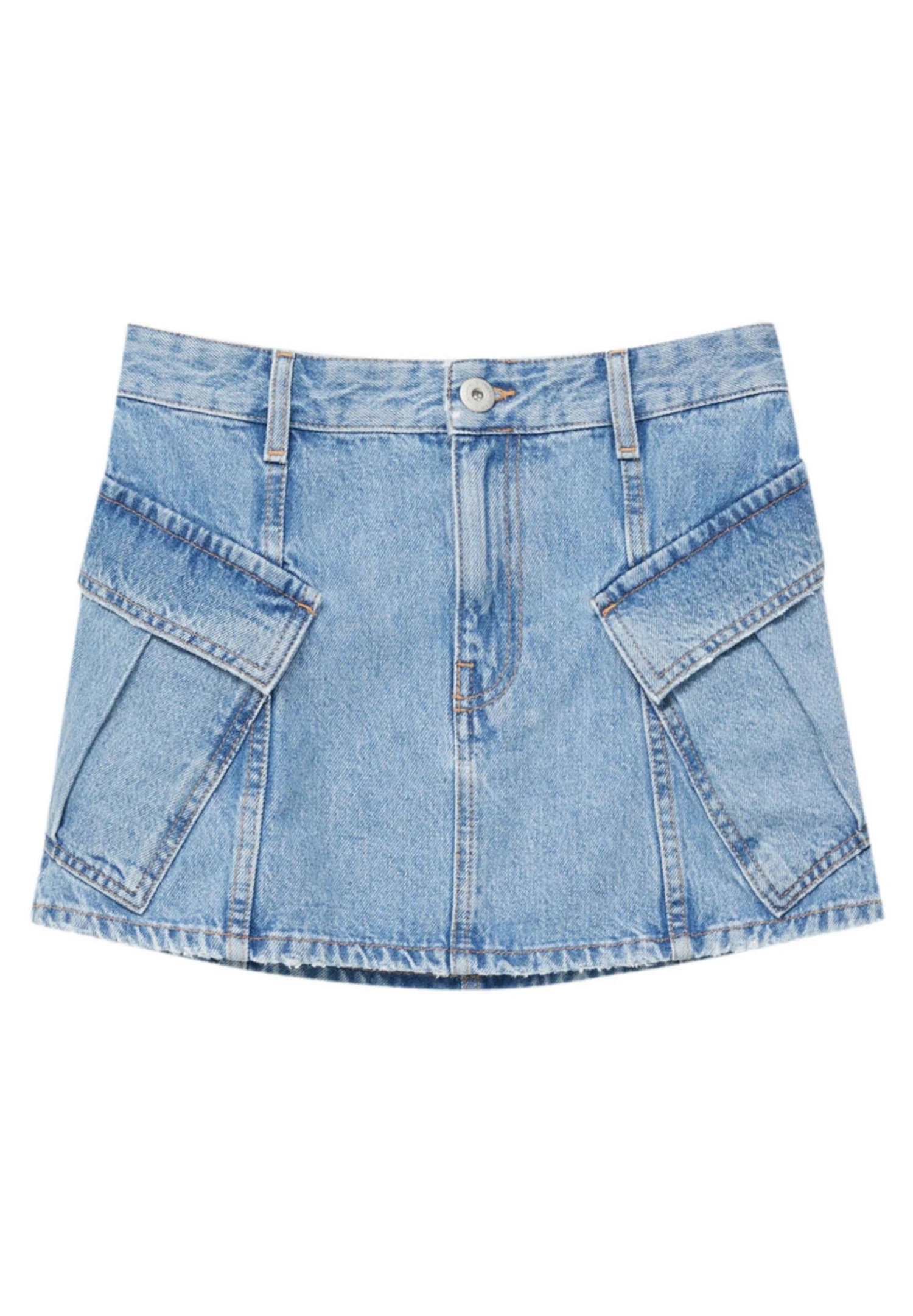 PULL & BEAR With Pockets - A-Lijn Rok - Stone Blue Denim - Afbeelding 5