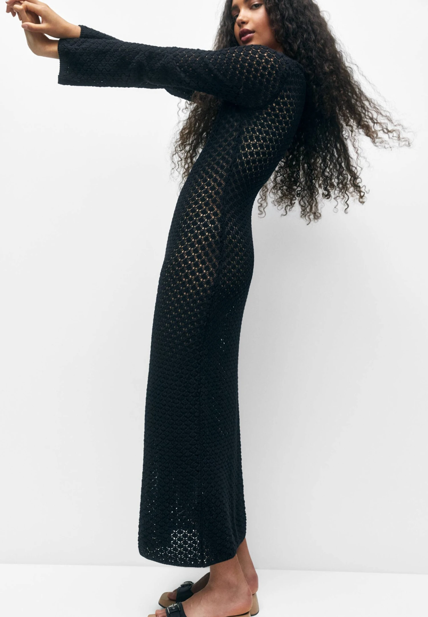 PULL & BEAR Long Open - Maxi-Jurk - Black - Afbeelding 4