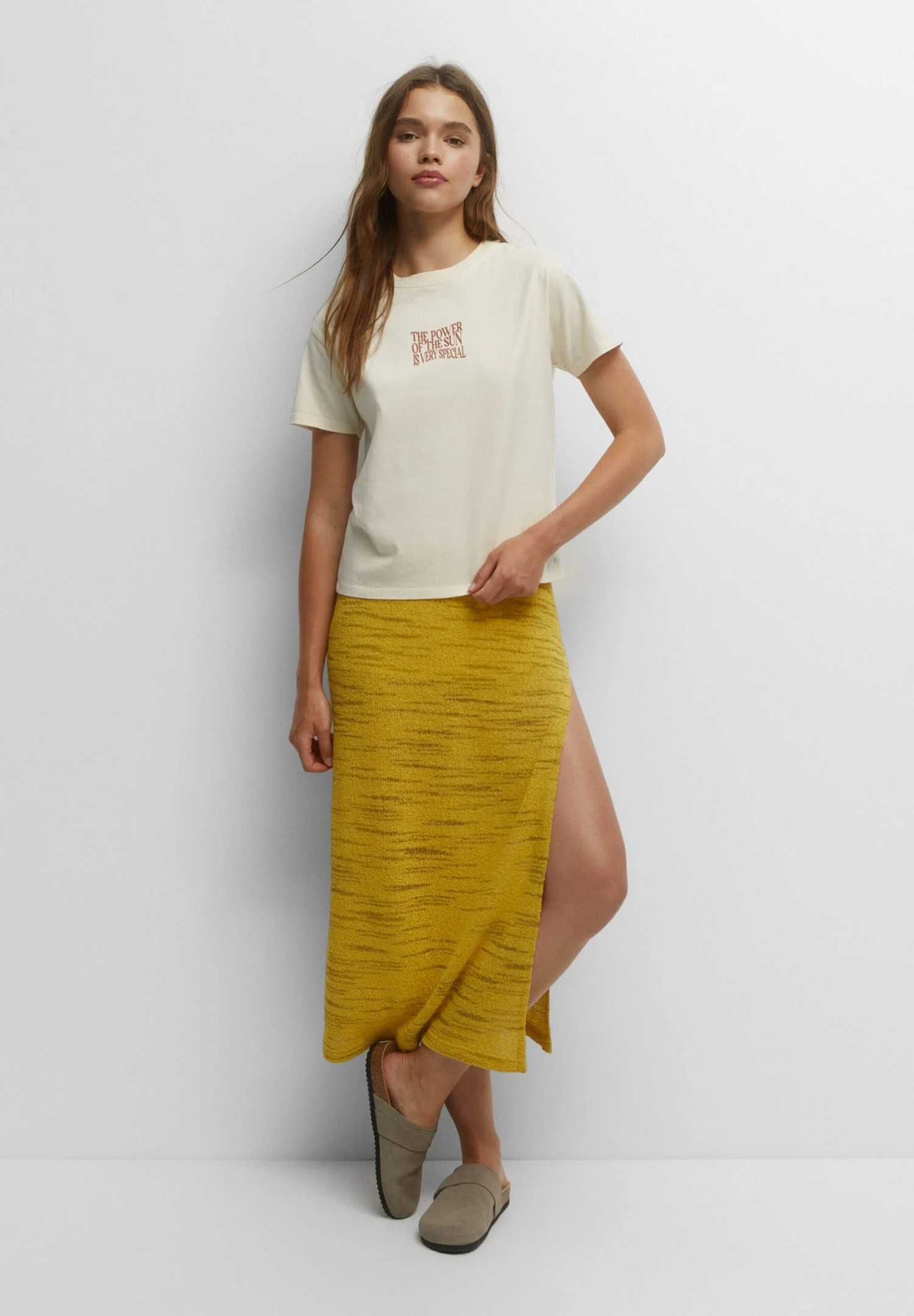 PULL & BEAR Power Of The Sun - T-Shirt Print - Beige - Afbeelding 5